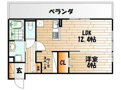 D-ROOM KASUMI(1LDK/3階)の間取り写真