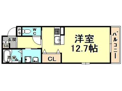 オーベルジュ岡本(ワンルーム/2階)の間取り写真
