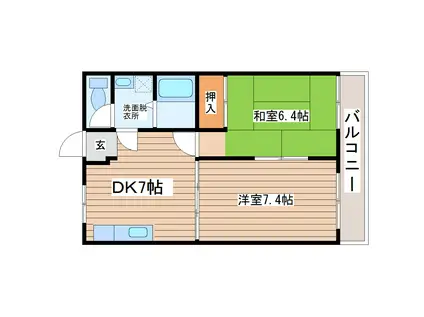 コーポ平塚(2DK/2階)の間取り写真