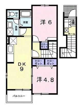 COCKIE(2DK/2階)の間取り写真