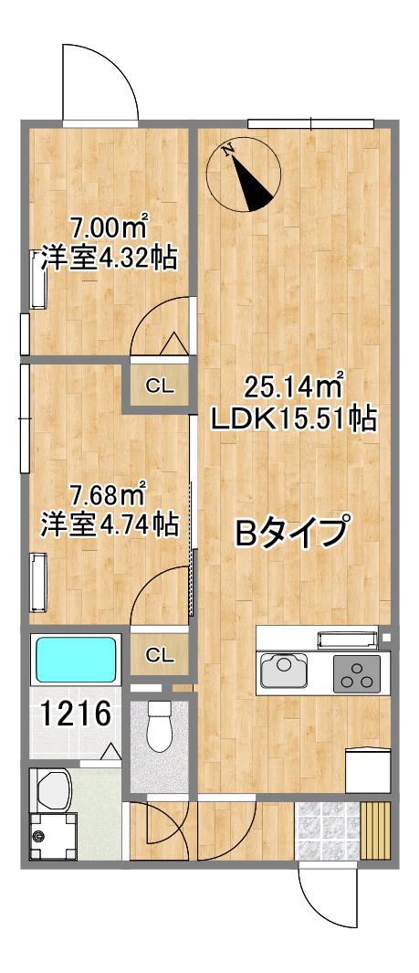 ムーンダスト(2LDK/1階)の間取り写真