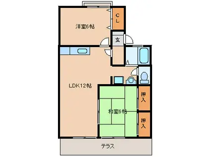 コーポ築揚(2LDK/2階)の間取り写真