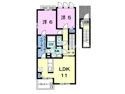 アイリス河原畑(2LDK/2階)の間取り写真