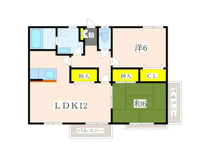 サンハイツ宮崎(2LDK/2階)の間取り写真