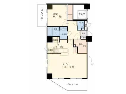 オアシスF棟(1LDK/4階)の間取り写真