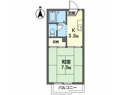 ハウディ・スライブ(1K/2階)の間取り写真