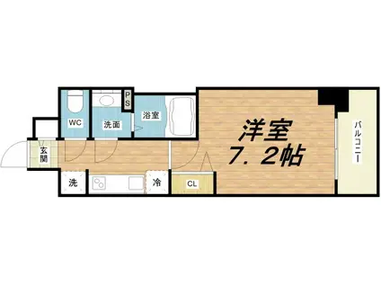 プレサンス大国町ラヴェニール(1K/9階)の間取り写真