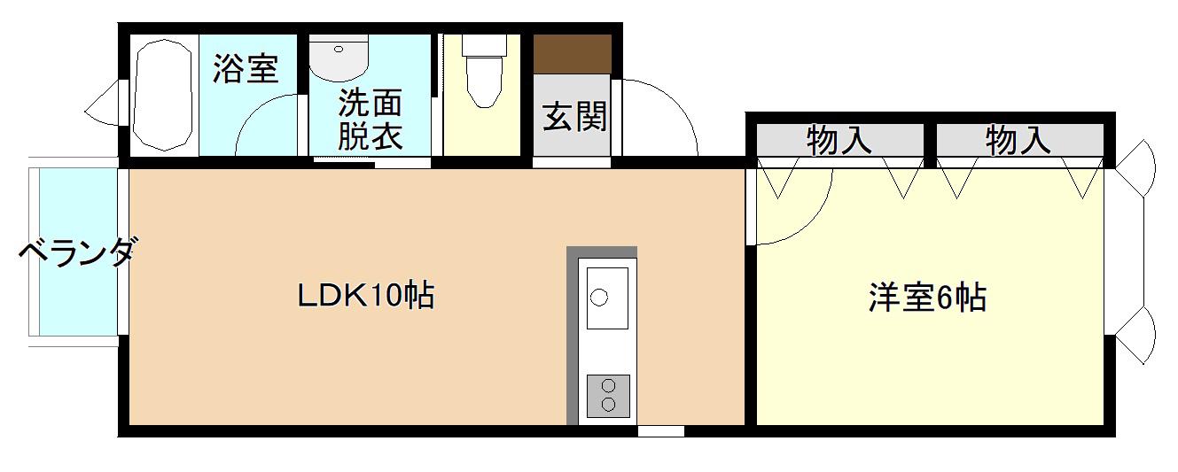 サンパティーク岡造道(1LDK/1階)の間取り写真