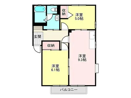 プラザハイツC(2DK/1階)の間取り写真