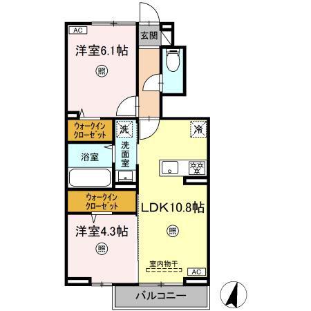 ロイヤルタウン上峰 C(2LDK/1階)の間取り写真