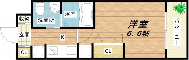 アーデンタワー本町イースト(1K/13階)の間取り写真