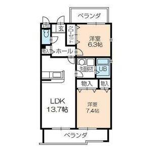 グランシャリオ(2LDK/1階)の間取り写真