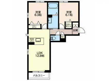 アルソーレあおば 303(2LDK/3階)の間取り写真