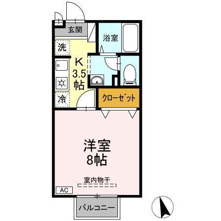 さくらヒルズ(1K/2階)の間取り写真
