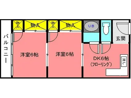 メゾン第3こぶし(2DK/1階)の間取り写真