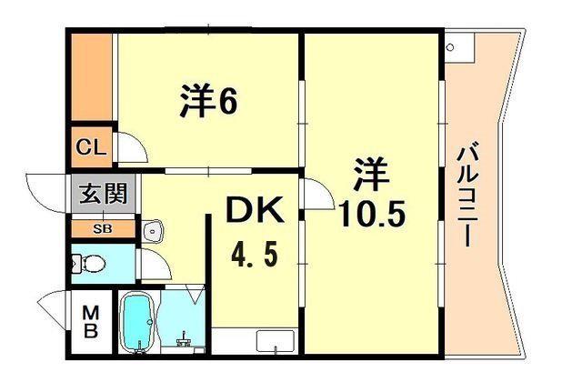 パークハイツ青谷(2DK/2階)の間取り写真