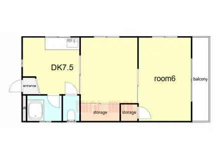 中井マンション(1DK/4階)の間取り写真