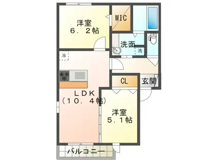 グレイスルポ A棟(2LDK/1階)の間取り写真