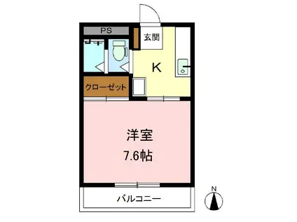 神部ハイツ(1K/2階)の間取り写真