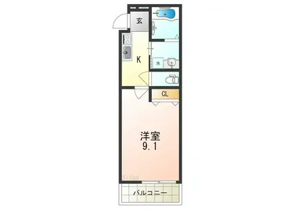 フジパレス中加賀屋V番館(1K/2階)の間取り写真