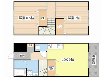 ボナンザ宇川(2DK/1階)の間取り写真