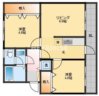 フロンティア葉山(2LDK/5階)の間取り写真