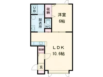 アリエス(1LDK/1階)の間取り写真