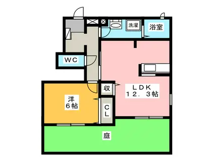 プロムナード2番館(1LDK/1階)の間取り写真