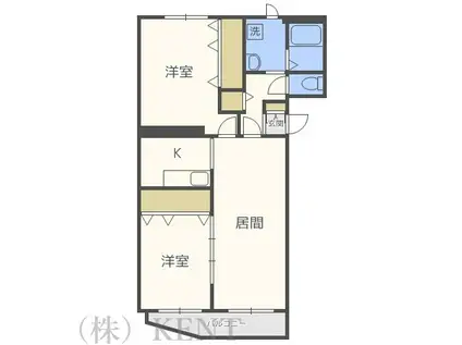 2条ハイツ(2LDK/3階)の間取り写真