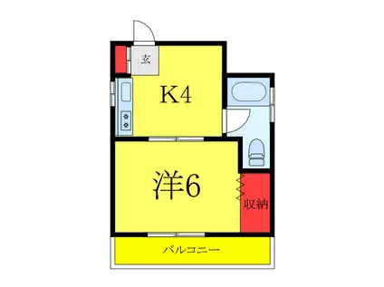 第二柏木ビル(1K/3階)の間取り写真