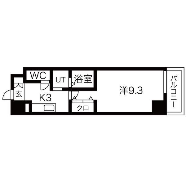 KDXレジデンス今池(1K/7階)の間取り写真