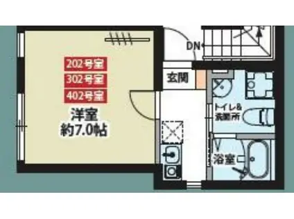 BRICKS四谷(1K/4階)の間取り写真