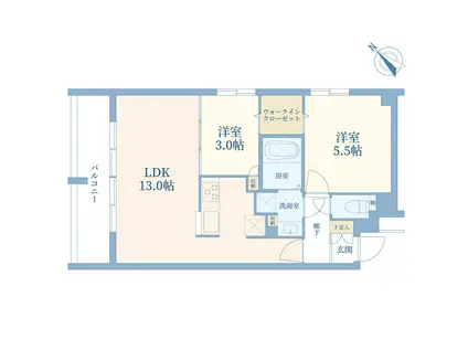 ウェルスクエア中目黒II(2LDK/2階)の間取り写真