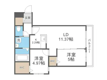 FLYING HORSE MARUYAMA(2LDK/2階)の間取り写真