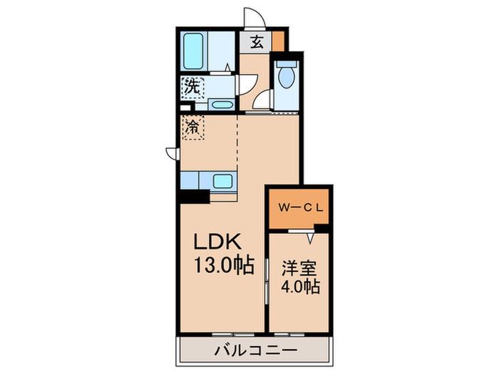 カメリア並木(1LDK/1階)の間取り写真