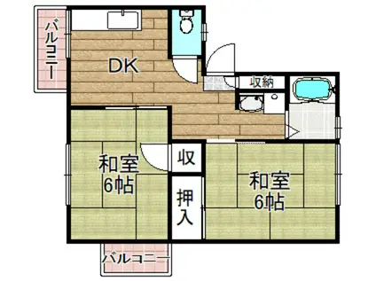 ハイツ南桜ヶ丘(2DK/2階)の間取り写真