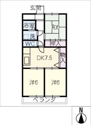 AVENUEII(3DK/2階)の間取り写真