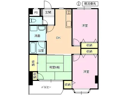 プライムハイツR・K(3DK/4階)の間取り写真