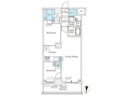 フロンティアレジデンス錦糸公園(2LDK/6階)の間取り写真