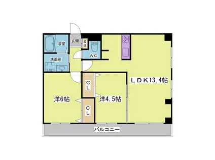 ウィングパレス(2LDK/1階)の間取り写真