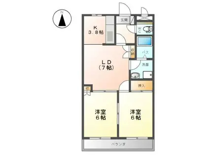 サウス・フォレストA棟(2LDK/2階)の間取り写真