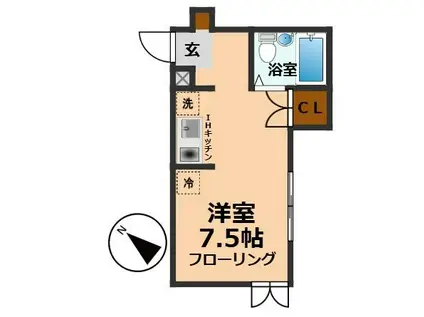 プラム・シャンブル(ワンルーム/1階)の間取り写真