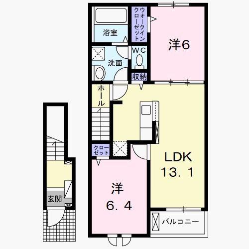 ラフレーズ I(2LDK/2階)の間取り写真