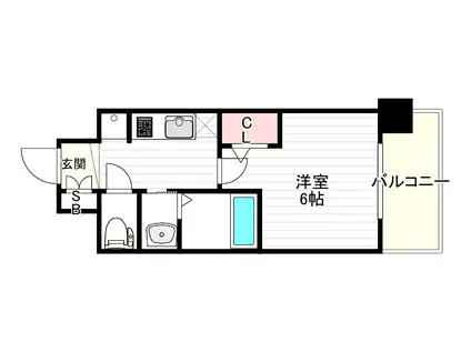 EC難波ウエスト-SIDEVIIエクシーナ(1K/12階)の間取り写真