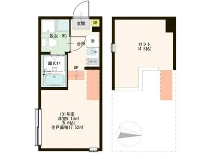 ハーモニーテラス足立XVII(ワンルーム/1階)の間取り写真