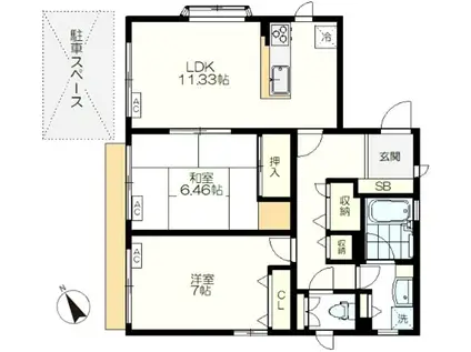 池袋EST(2LDK/1階)の間取り写真