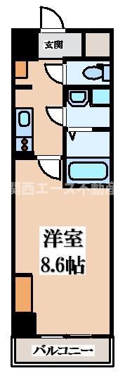 ルミエール久宝寺I(1K/6階)の間取り写真