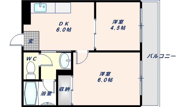 富士マンション(2DK/4階)の間取り写真