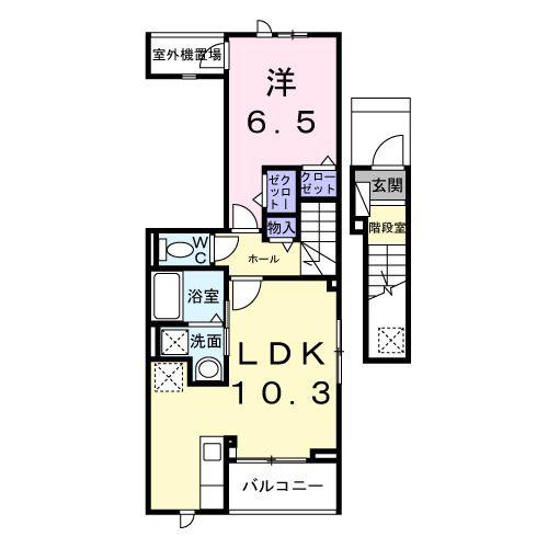 グランスイート横手南(1LDK/2階)の間取り写真
