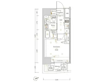LOG戸越/ログ戸越(1K/6階)の間取り写真